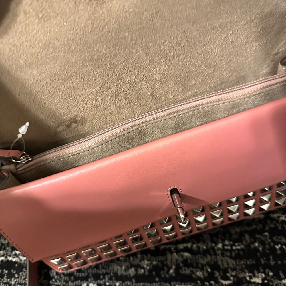 Michael Kors Greenwich Medium Studded Saffiano Leather Shoulder Bag Rose - Picture 4 of 4